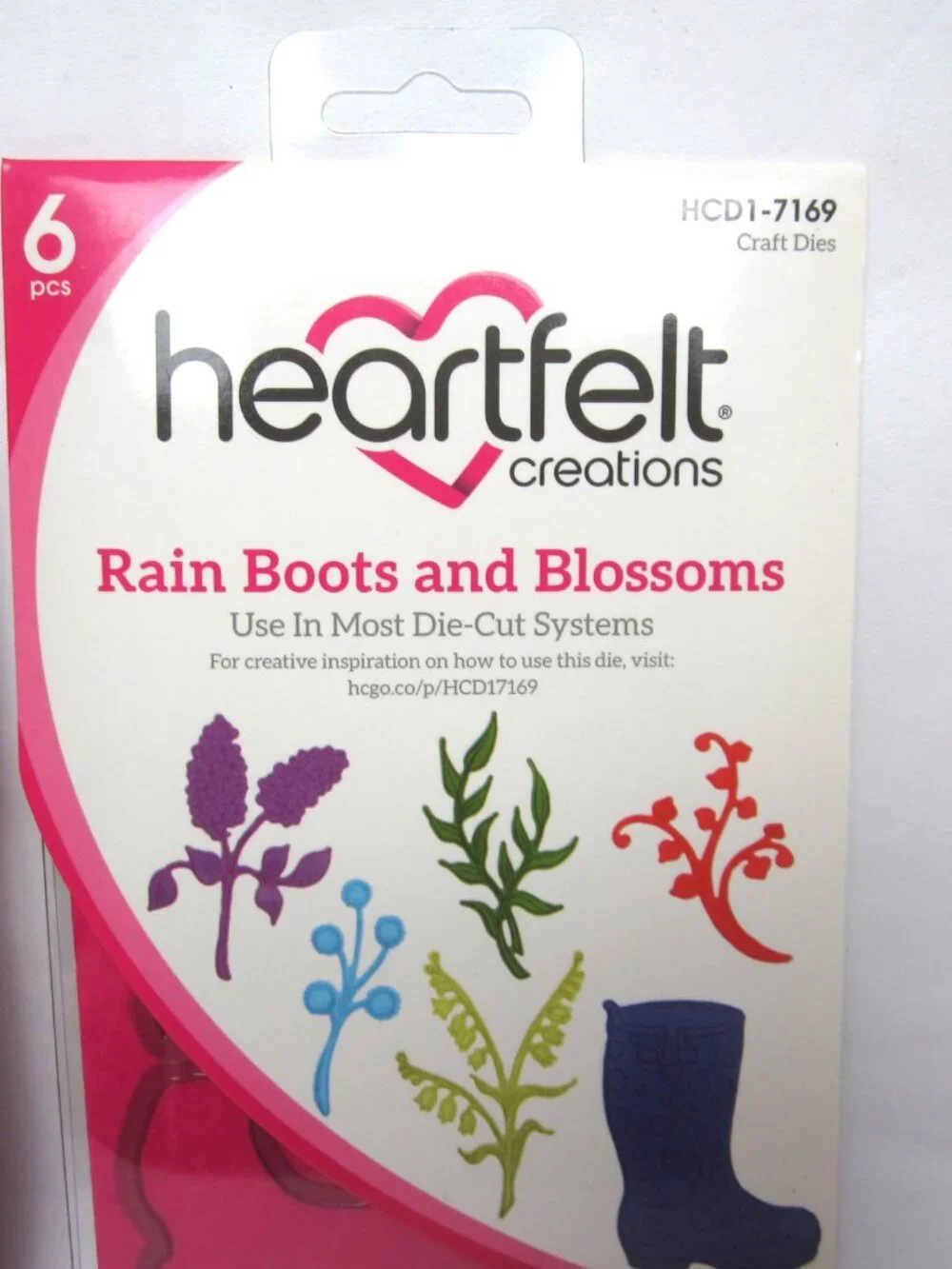 Heartfelt Creations Rain Boots and Blossoms Cling Stamps & Craft Dies NEW